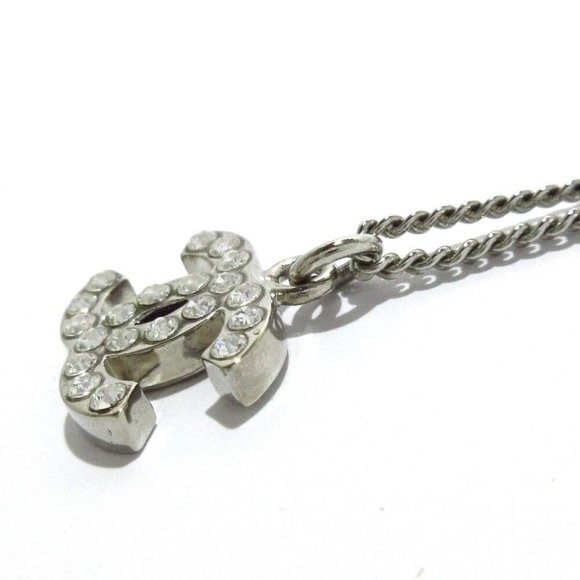 Auth CHANEL Silver Rhinestones Necklace - Picture 5 of 8
